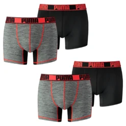 4 Er Pack Puma Herren Active Grizzly Melange Boxer Shorts Unterwäsche Sport